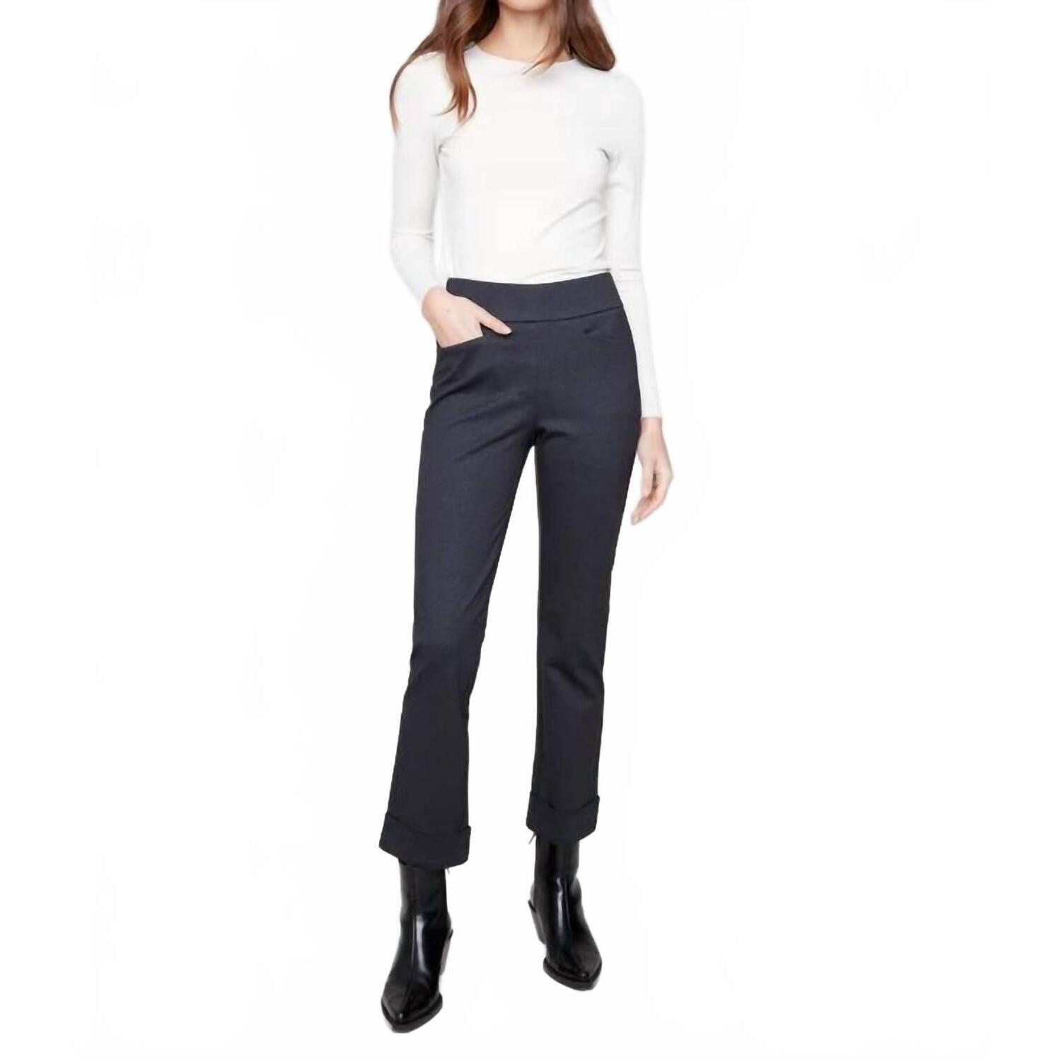 New Charlie B Rolled Cuff Straight Leg Pants With Pockets In Navy
